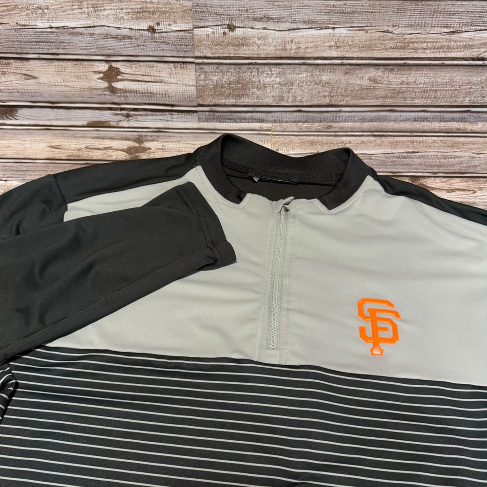 Levelwear San Francisco Giants 1/4 Zip‎ Pullover Mens 2XL Black Gray Striped MLB